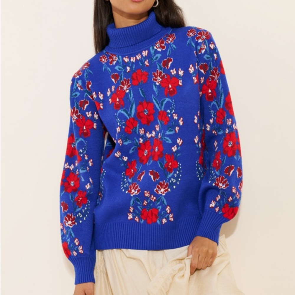 FARM Rio Butterflower Knit Sweater Blue
